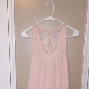 Lace-Trimmed Sheer Pink Dress